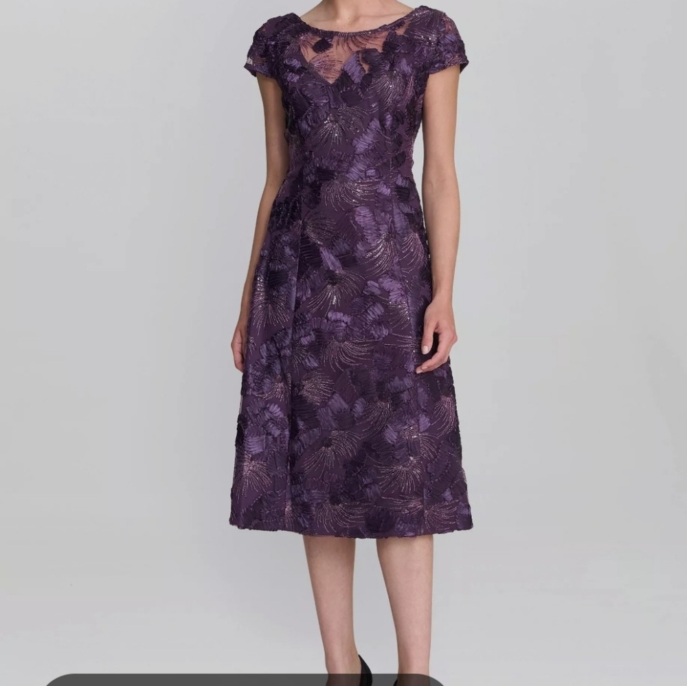 Alex Evenings Plum Floral Midi Dress